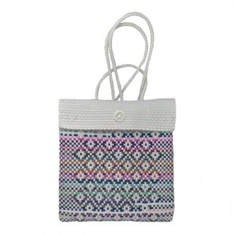 Lola's Bag Womens Medium Handmade Patterned Backpack In White/pink