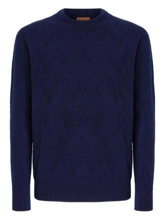 Missoni herringbone-pattern crew-neck sweater - Blue