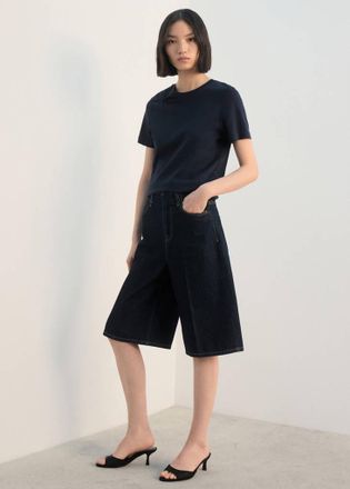 Mango Maglietta cotone dettaglio increspato navy - Donna - XS - MANGO