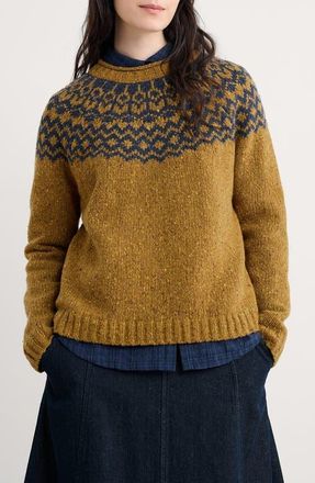 Seasalt Cornwall Port Kinnis Fair Isle Merino Wool Blend Crewneck Sweater in Knit Wag Tail Marshland at Nordstrom, Size 14 Us