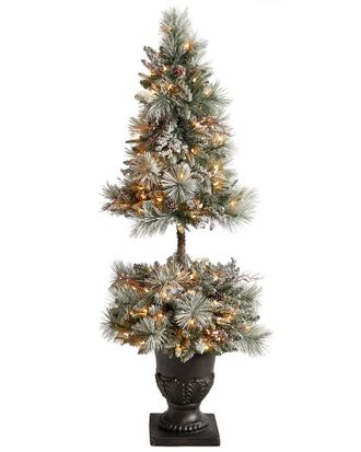 Nearly Natural 5Ft Flocked Artificial Porch Christmas Tree