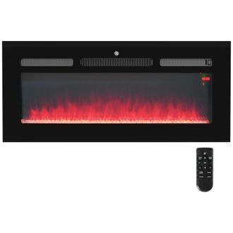 HOMCOM 102cm Electric Fireplace Recessed and Wall Mounted Electric Fire Black | TJ Hughes