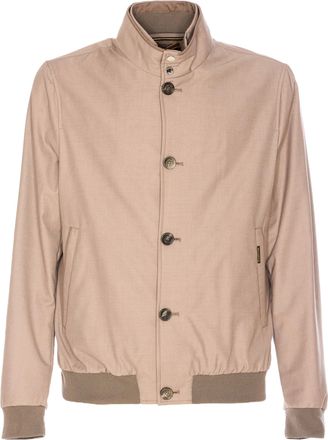 Moorer Neutral Structured Casual Jacket With High Collar
