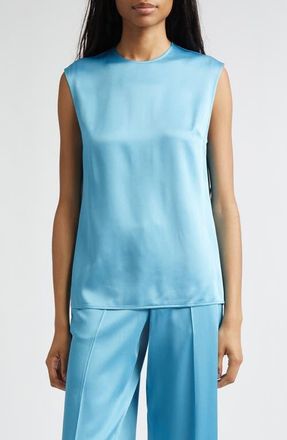 Stella McCartney Sleeveless Crepe Back Satin Top in Steel Blue at Nordstrom, Size 10 Us