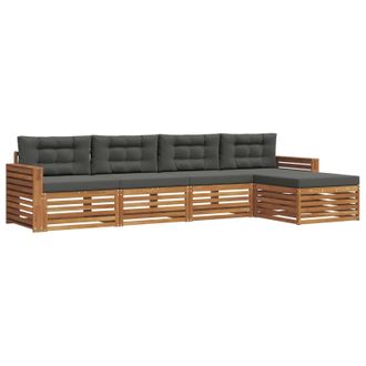 vidaXL Conjunto De Sof&aacute;s De Exterior 5 Pcs Natural Y Antracita Vidaxl