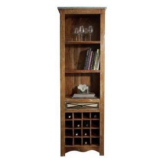 Massivmoebel24 Porta bottiglie in legno di Legno riciclato 60x35x190 multicolore laccato nature of spirit 22