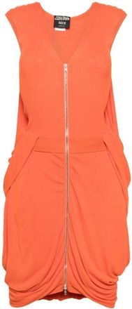 Jean Paul Gaultier 2000s ribbed-knit gathered minidress - women - Viscose - M - Orange