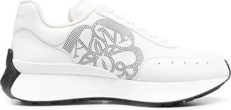 Alexander McQueen Sprint Runner White Black Sneakers - Dames - Sneakers - Wit - 35 EU - Leer - Schoenen