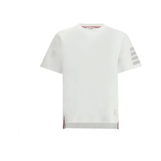 Thom Browne Tops, Heren, Wit, M, Katoen, Gestreept T-shirt met ronde hals van katoen
