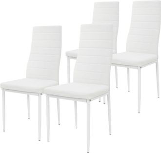 ML Design Ml-design - ml Design Set 4 Sedie Sala da Pranzo Rivestimento in Similpelle Bianco Sedie Cucina con Schienale Imbottite Gambe in Metallo Sedie