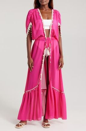 Ramy Brook Nikolai Shell Trim Maxi Cover-Up Dress in Perfect Pink at Nordstrom Rack, Size X-Large
