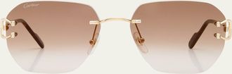 Cartier Rimless Square Metal Sunglasses