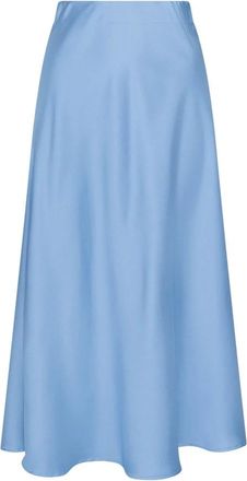 Neo Noir Rokken, Dames, Blauw, XS, Satijn, Elegante Dusty Blue Satijnen Rok