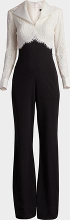 Tadashi Shoji Bootcut Lace & Crepe Jumpsuit