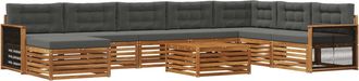 vidaXL Conjunto De Sof&aacute;s De Exterior 9 Uds. Natural Y Antracita Vidaxl