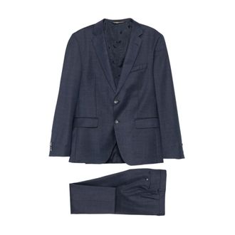 HUGO BOSS Single Breasted Suits, male, Blue, M, H-Huge 3Pcs Suit