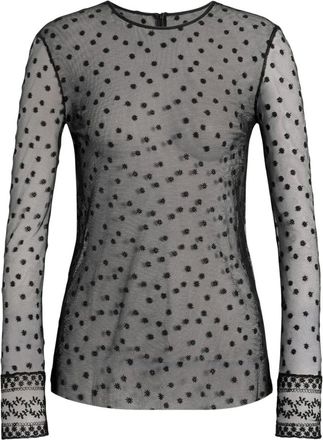Alberta Ferretti Top de tul con topos y pu&ntilde;os de encaje - Tops - Mujer - Negro - XL
