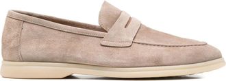 Alberto Gozzi Beige Penny Strap Suede Loafers