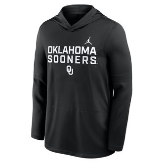 Nike Jordan Mens Oklahoma Sideline Jordan Brand Dri-FIT College Long-Sleeve Hooded Top in Black | 0JB900AOKN-7XL