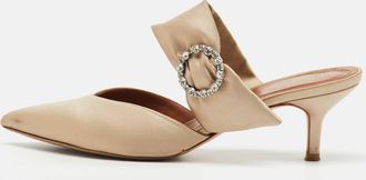 Malone Souliers Beige Satin Maite 45 Crystal Embellished Mules