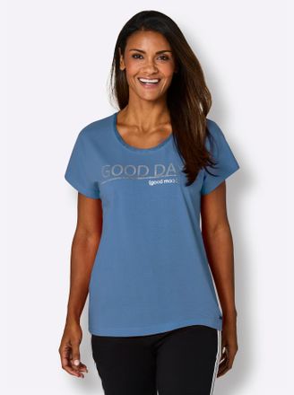 Feel Good T-Shirt FEEL GOOD Shirt, Damen, Gr. 36/38, mittelblau, 95% Baumwolle, 5% Elasthan, unifarben, Shirts T-Shirt