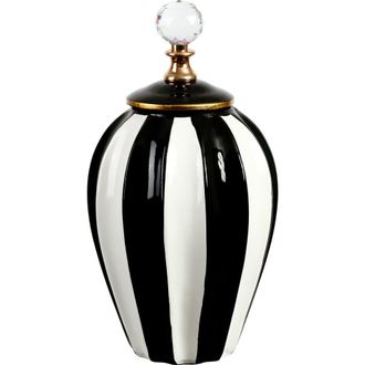 Mark Roberts Classis Stripe Vase with Lid, Large in Black at Nordstrom