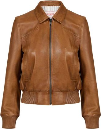 Iceberg Vintage Leren Korte Jas - Dames - Leren en Su&egrave;de Jassen - Bruin - S - Leer - Jassen