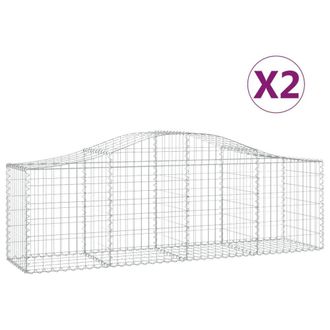 Berkfield Home Arched Gabion Baskets 2 pcs 200x50x60/80 cm Galvanised Iron in Silver