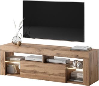 Selsey Selsey Bianko - Mueble Tv - Para La Sala De Estar - 140 Cm De Ancho - Roble Lancaster - Con Iluminaci&oacute;n Led - Moderno