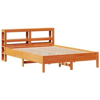 vidaXL Cama Sin Colch&oacute;n Madera Maciza De Pino Marr&oacute;n Cera 140x190 Cm Vidaxl