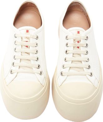 Marni Pablo white leather chunky wide toe lace up low top sneakers EU36