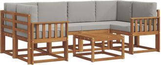 vidaXL Conjunto De Sof&aacute;s De Exterior 7 Uds. Gris Natural Y Claro Vidaxl