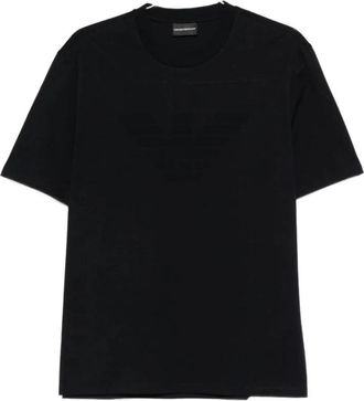 Emporio Armani Jersey T-shirt met bijpassend intarsia logo - Heren - T-shirts - Zwart - 3XL - Katoen - Tops