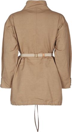 Prada Womens Cotton-Linen Utility Dress Beige