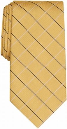 Club Room Mens Kelley Grid Silk Blend Plaid Neck Tie Yellow O/S