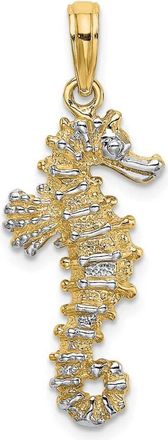 Diamond2Deal 14k Yellow Gold with White Rhodium 3-D Seahorse Charm
