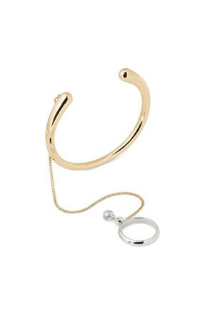 Kate Spade New York chain reaction ring chain & cuff set in Cream/Mixed Metal at Nordstrom, Size 6