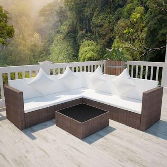 vidaXL Vidaxl - Set Divani da Giardino 4 pz con Cuscini in Polyrattan Marrone