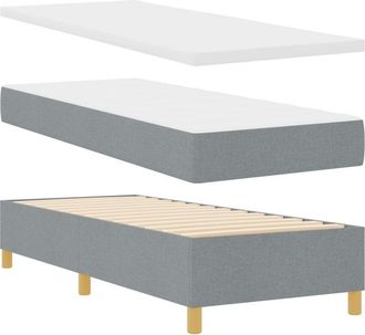 vidaXL Box Spring Bed with Mattress Light grey 80 x 200 cm Fabric Vidaxl