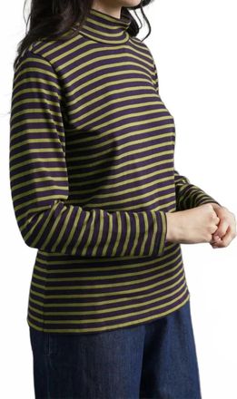 Bibico Jonie Striped Tee In Navy + Chartreuse Stripe