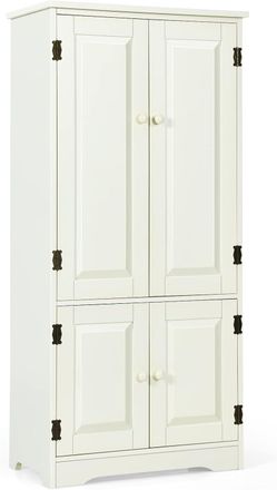 Costway Mobile Multiuso, Armadio Da Soggiorno, Credenza Da Cucina In Legno, Con 4 Ripiani, 59 X 32 X 123cm, Bianco E Nero (bianco) - Costway