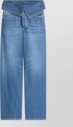 Dries Van Noten denim folded-waist wide-leg jeans