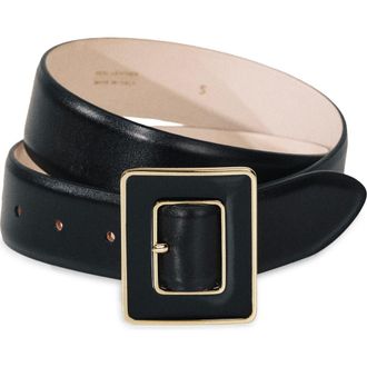 D&eacute;hanche Clio Leather Belt in Black/Gold at Nordstrom, Size X-Small