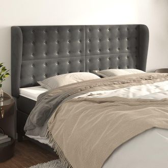 vidaXL Cabecero Con Orejas De Terciopelo Gris Oscuro 203x23x118/128 Cm Vidaxl