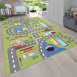 Paco Home Kinderteppich »Bino 570« rechteckig 4 mm Höhe Kurzflor, Strassen-Spiel-Teppich, Kinderzimmer