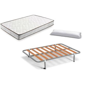 HOGAR 24 Hogar24 - Aloe Vera + Somier Basic + Almohada Fibra Fibra, Medidas 80x190