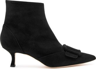 Manolo Blahnik Baylow 50 Suede Ankle Boots - Black - 38 (IT38 / UK5)