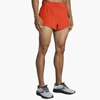 Brooks Mens Sherpa 3 Split Short In Vivid Flame