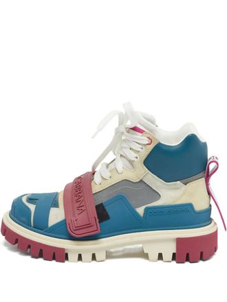 Dolce & Gabbana patchwork lace-up high-top shoes - Blue