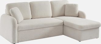 Sweeek Sweeek - Sof&aacute; Cama Con Rizos Blancos De 3 Plazas, Milano, Blanco, 220x83x85 Cm